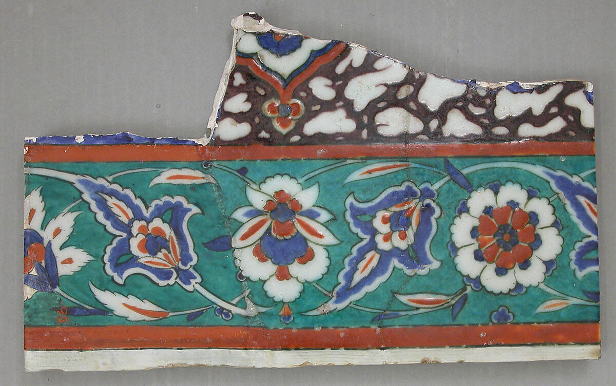 Tile, Stonepaste; glazed