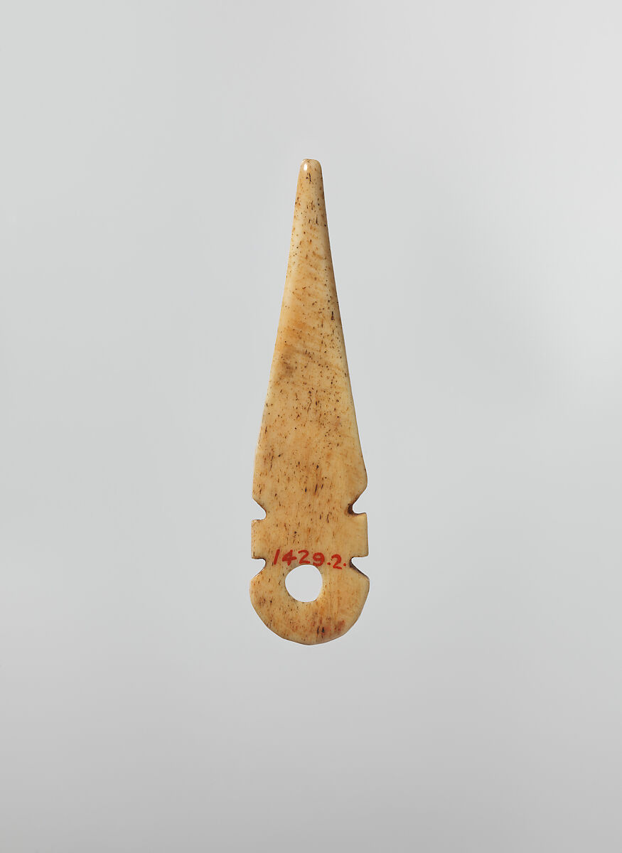 Peg for a Bookbinding, Bone; incised and inlaid with paint