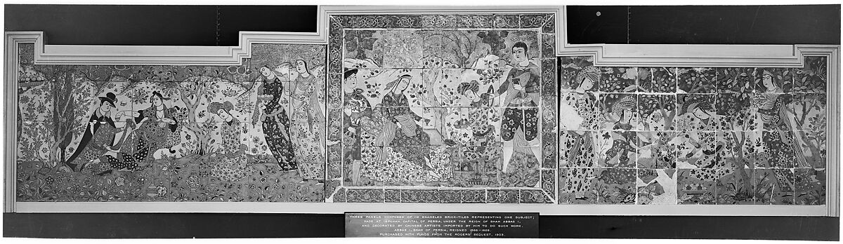 Tile Panel, Stonepaste; polychrome glazed within black wax resist outlines (cuerda seca technique)