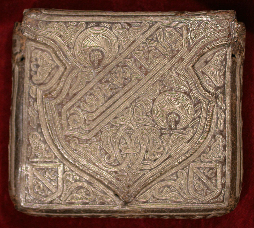 Qur'an Case, Leather; embroidered with gilt-silver wire