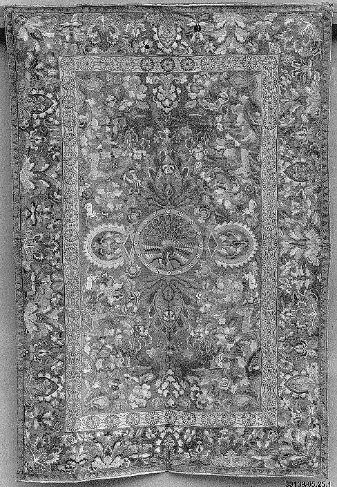 Cover, Silk, cotton; embroidered