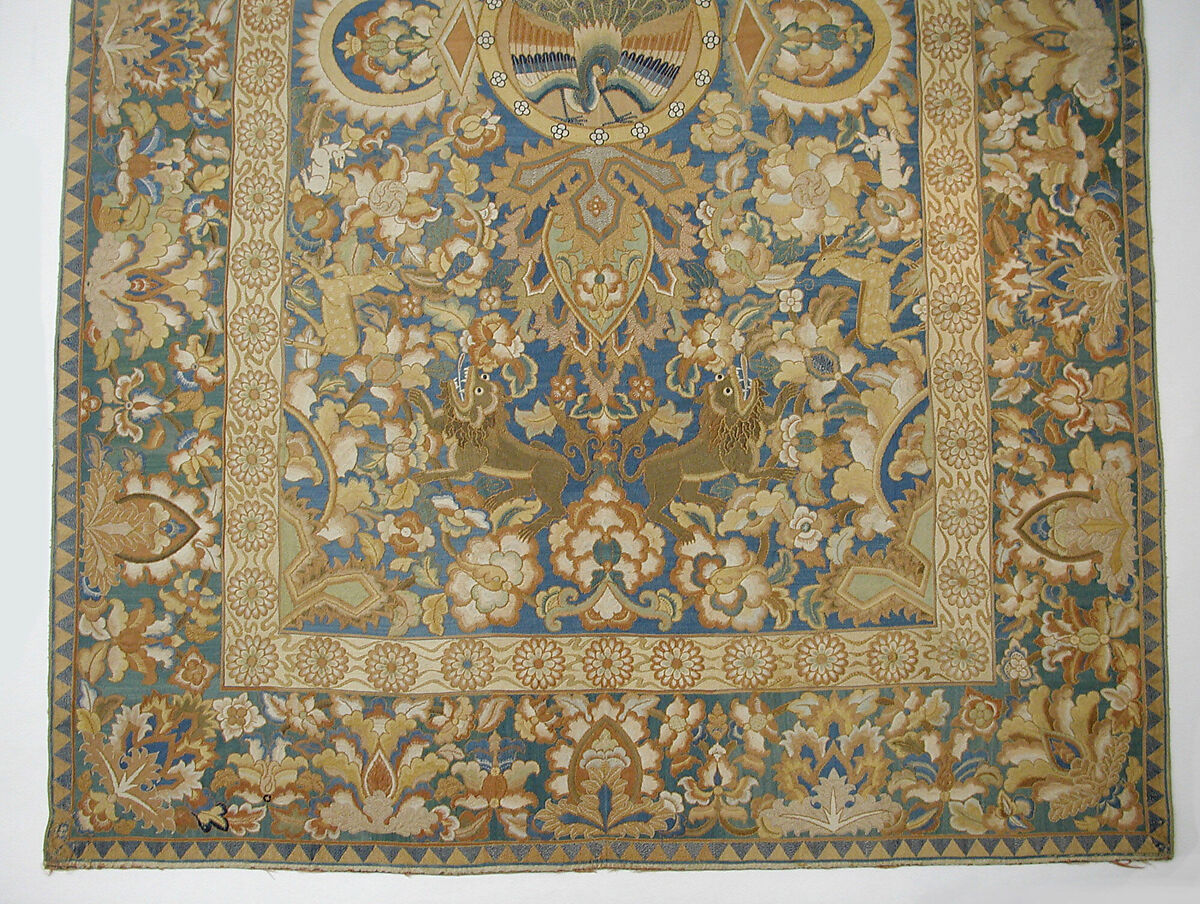 Cover, Silk, cotton; embroidered