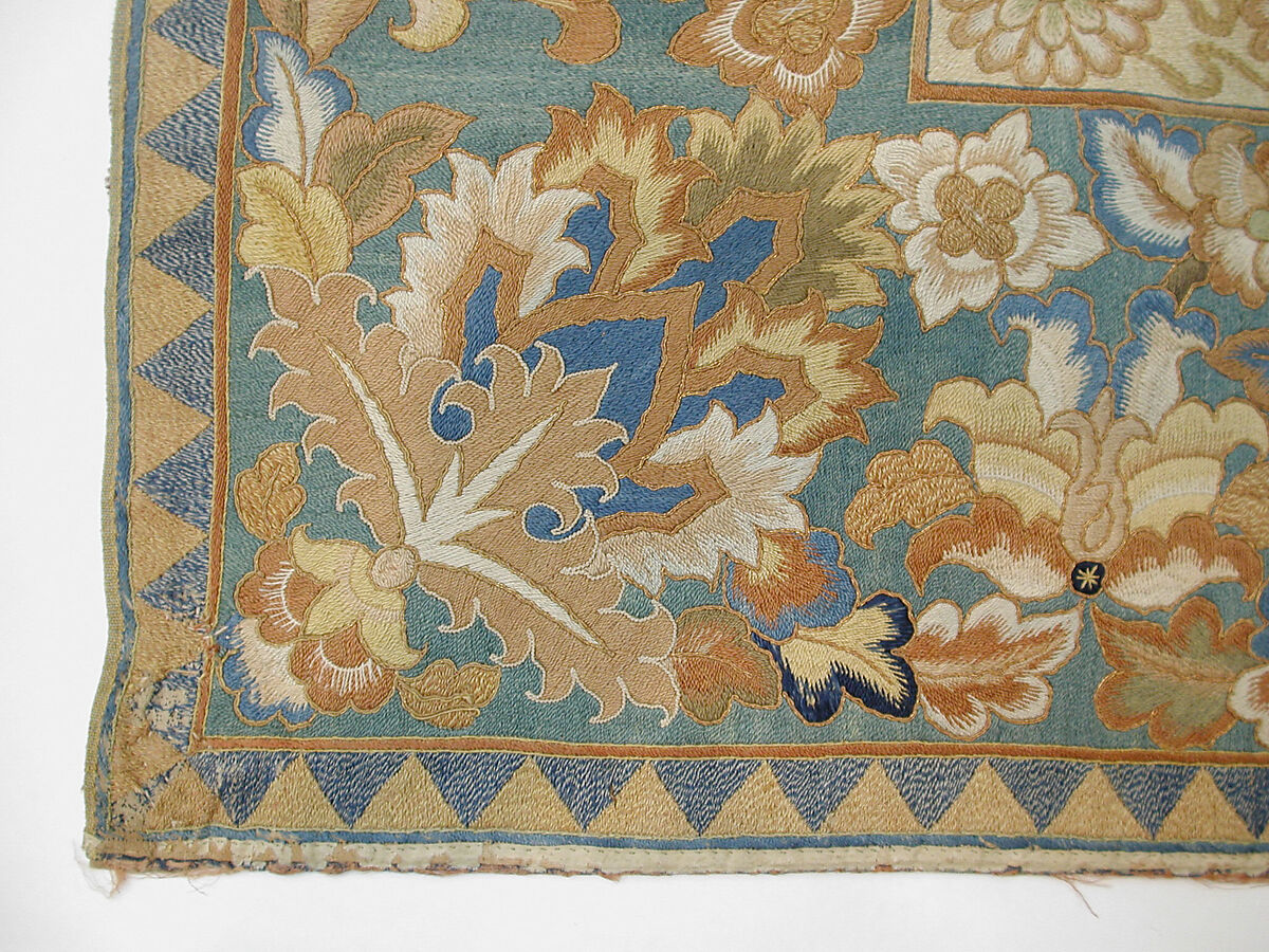 Cover, Silk, cotton; embroidered