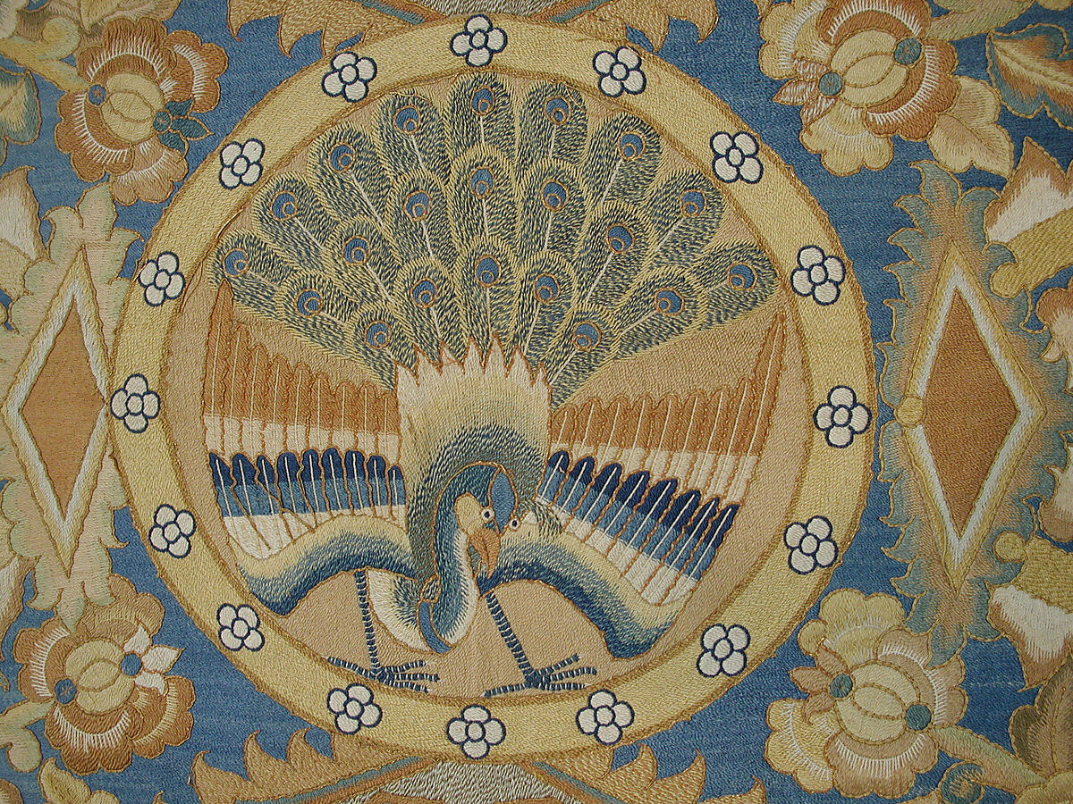 Cover, Silk, cotton; embroidered