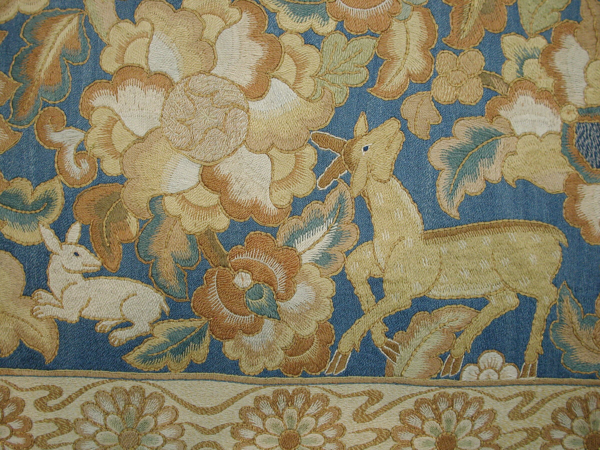 Cover, Silk, cotton; embroidered