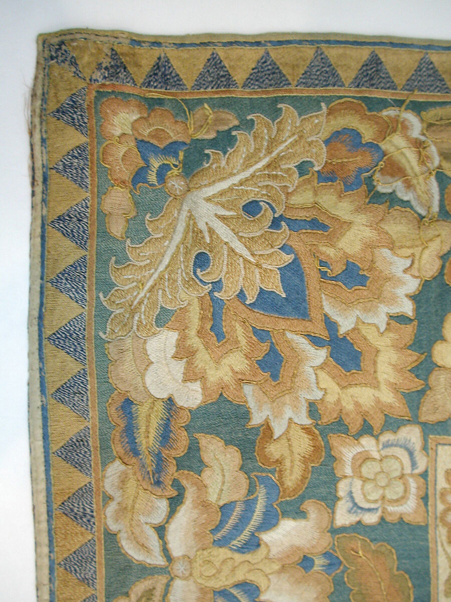 Cover, Silk, cotton; embroidered