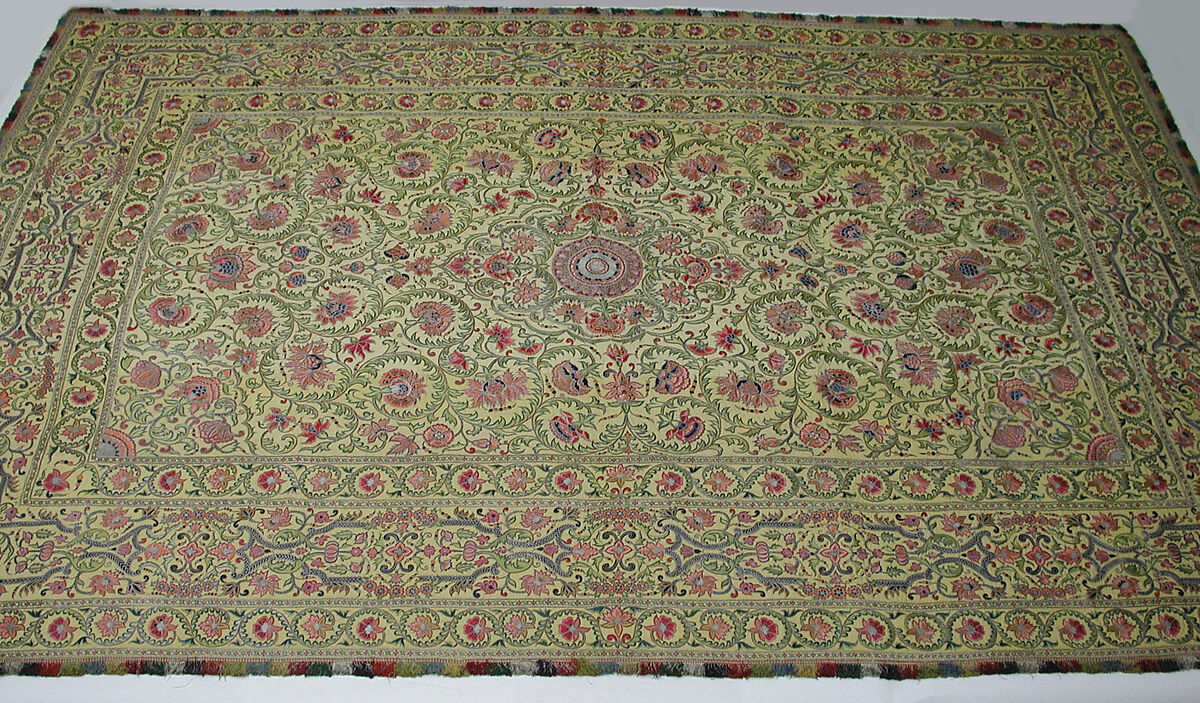 Hanging, Silk; plain-weave, embroidered