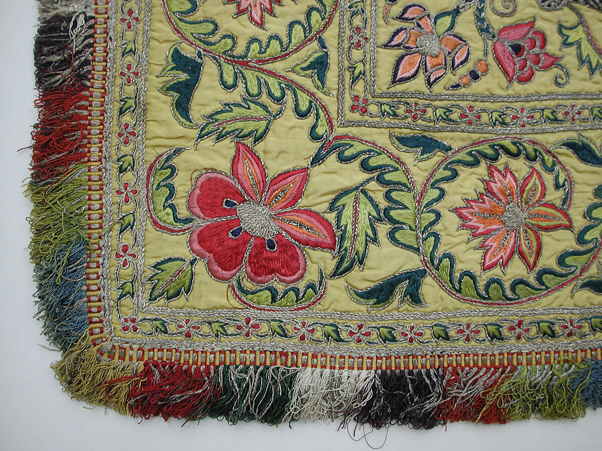 Hanging, Silk; plain-weave, embroidered