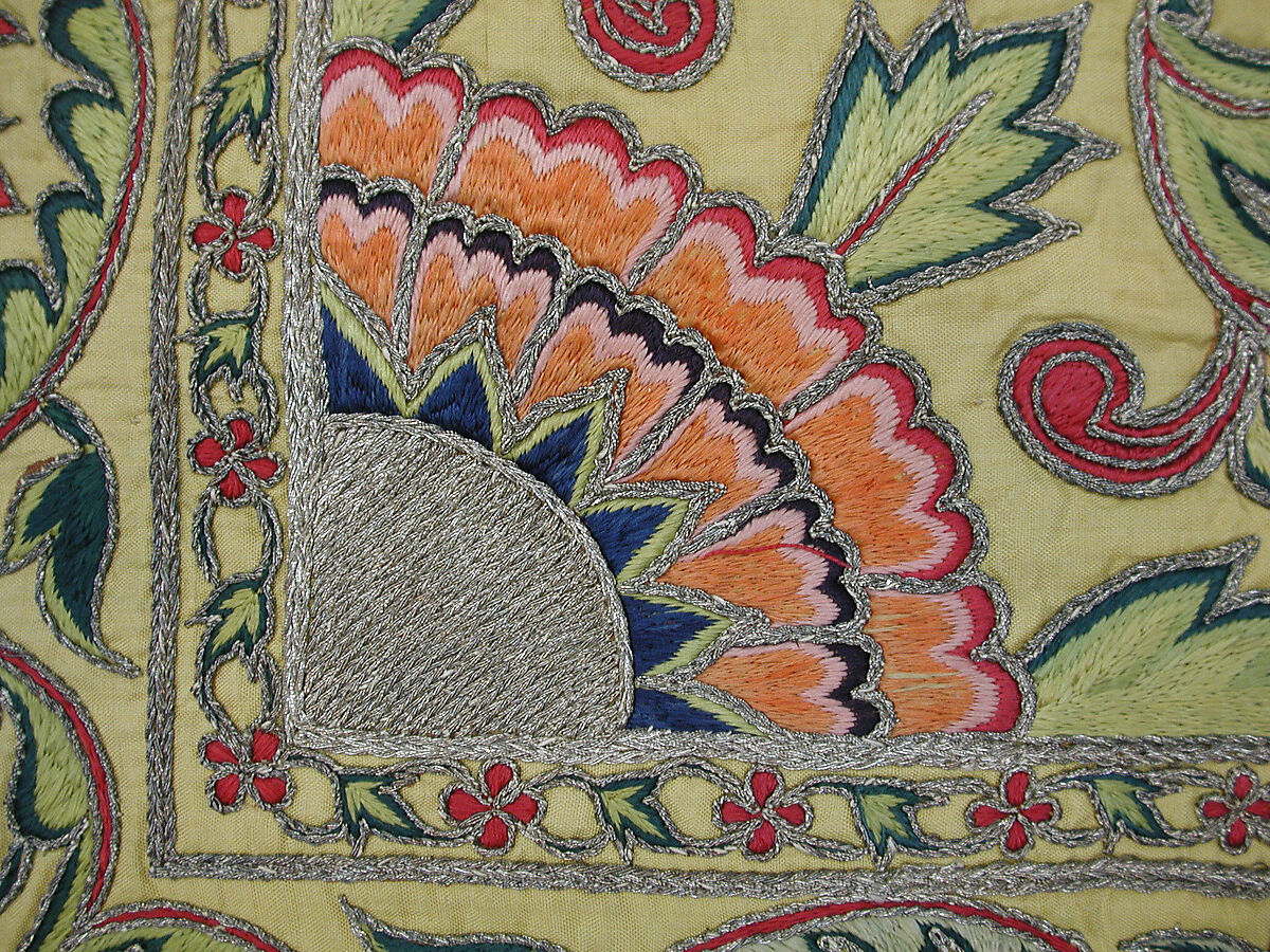 Hanging, Silk; plain-weave, embroidered