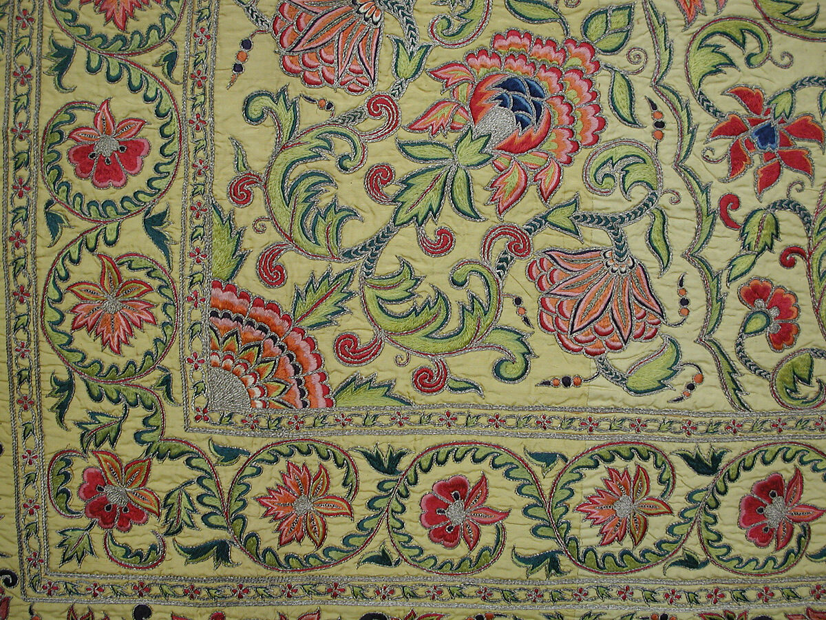 Hanging, Silk; plain-weave, embroidered