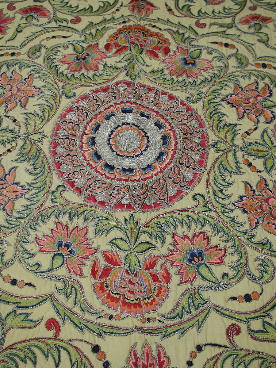 Hanging, Silk; plain-weave, embroidered