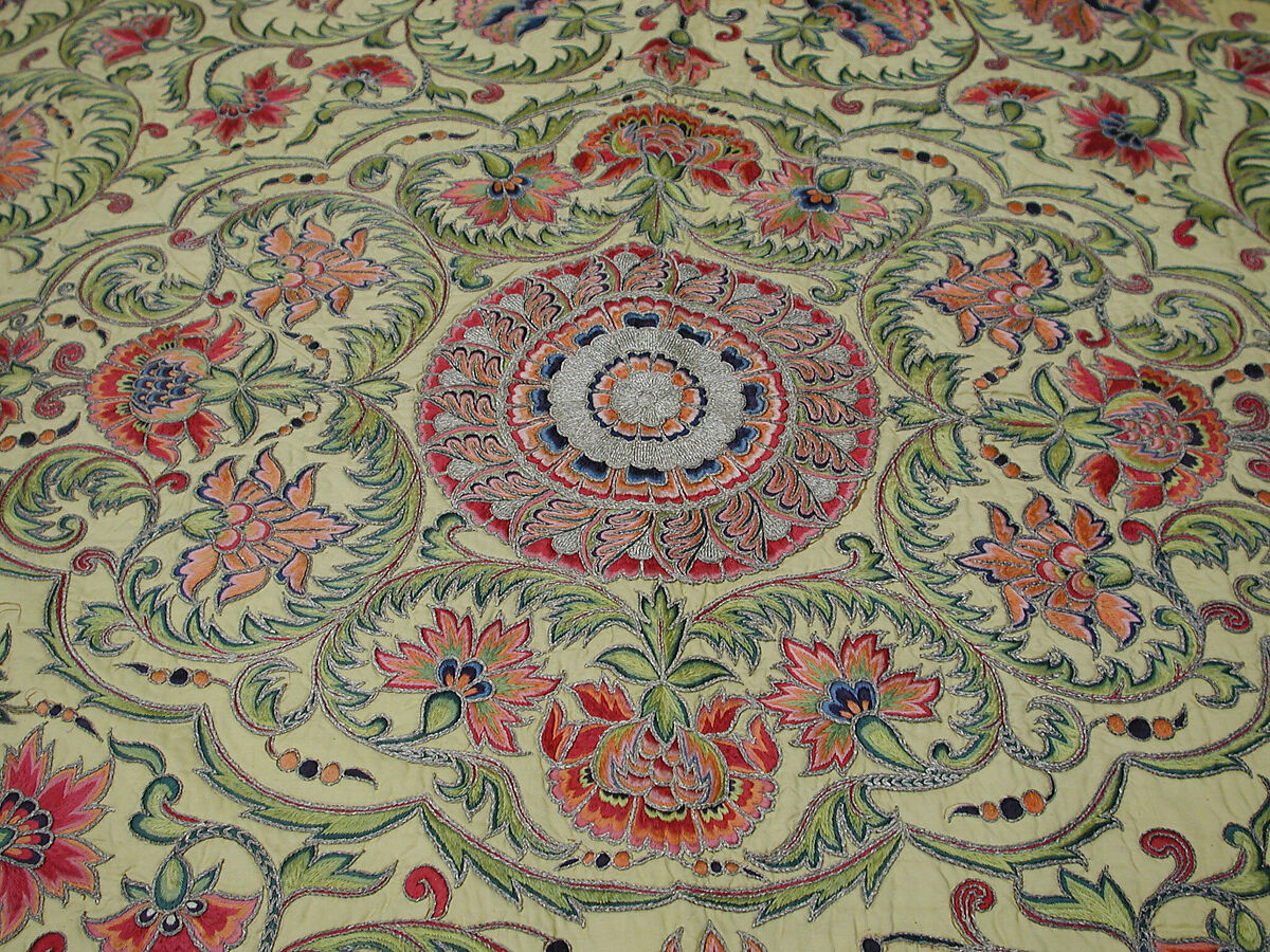 Hanging, Silk; plain-weave, embroidered