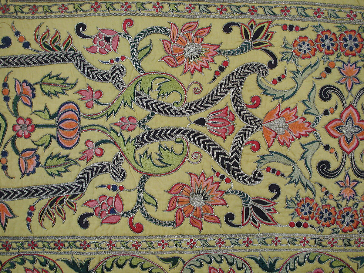 Hanging, Silk; plain-weave, embroidered