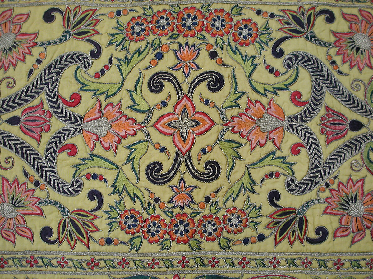 Hanging, Silk; plain-weave, embroidered