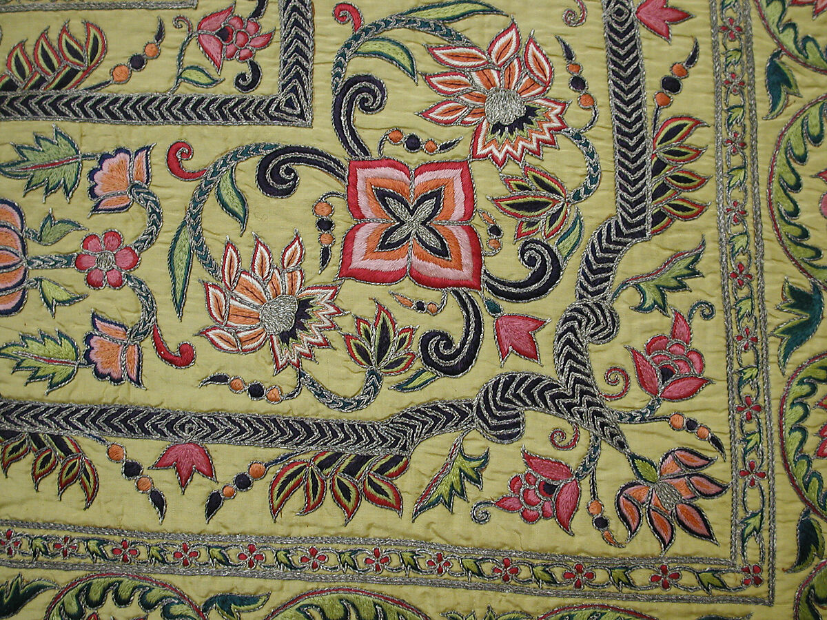 Hanging, Silk; plain-weave, embroidered