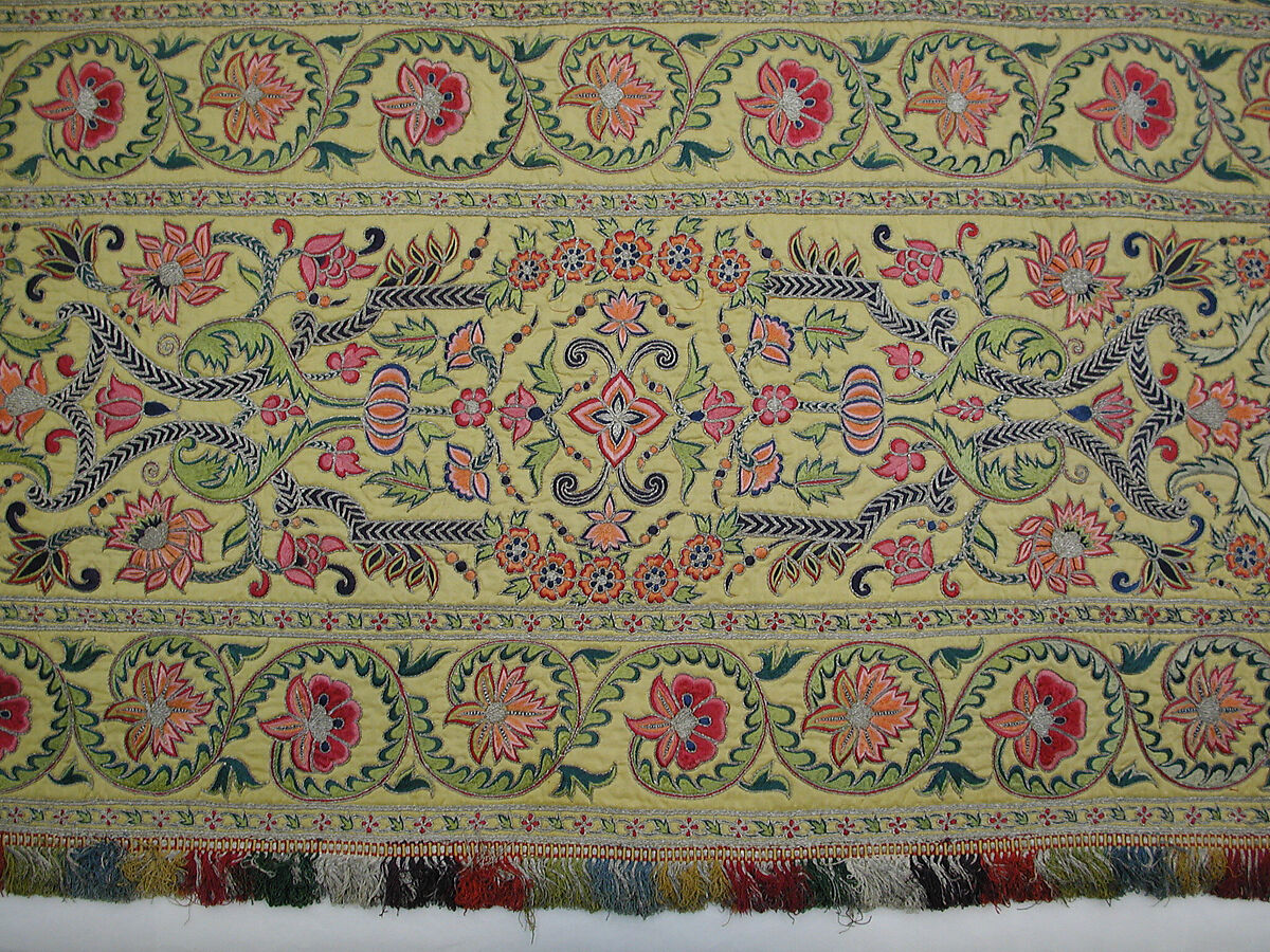 Hanging, Silk; plain-weave, embroidered