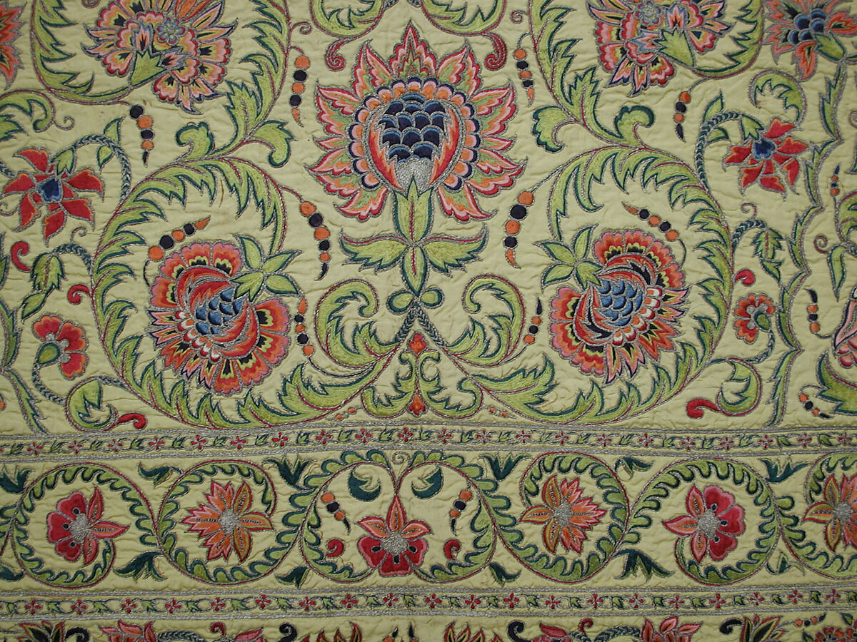 Hanging, Silk; plain-weave, embroidered