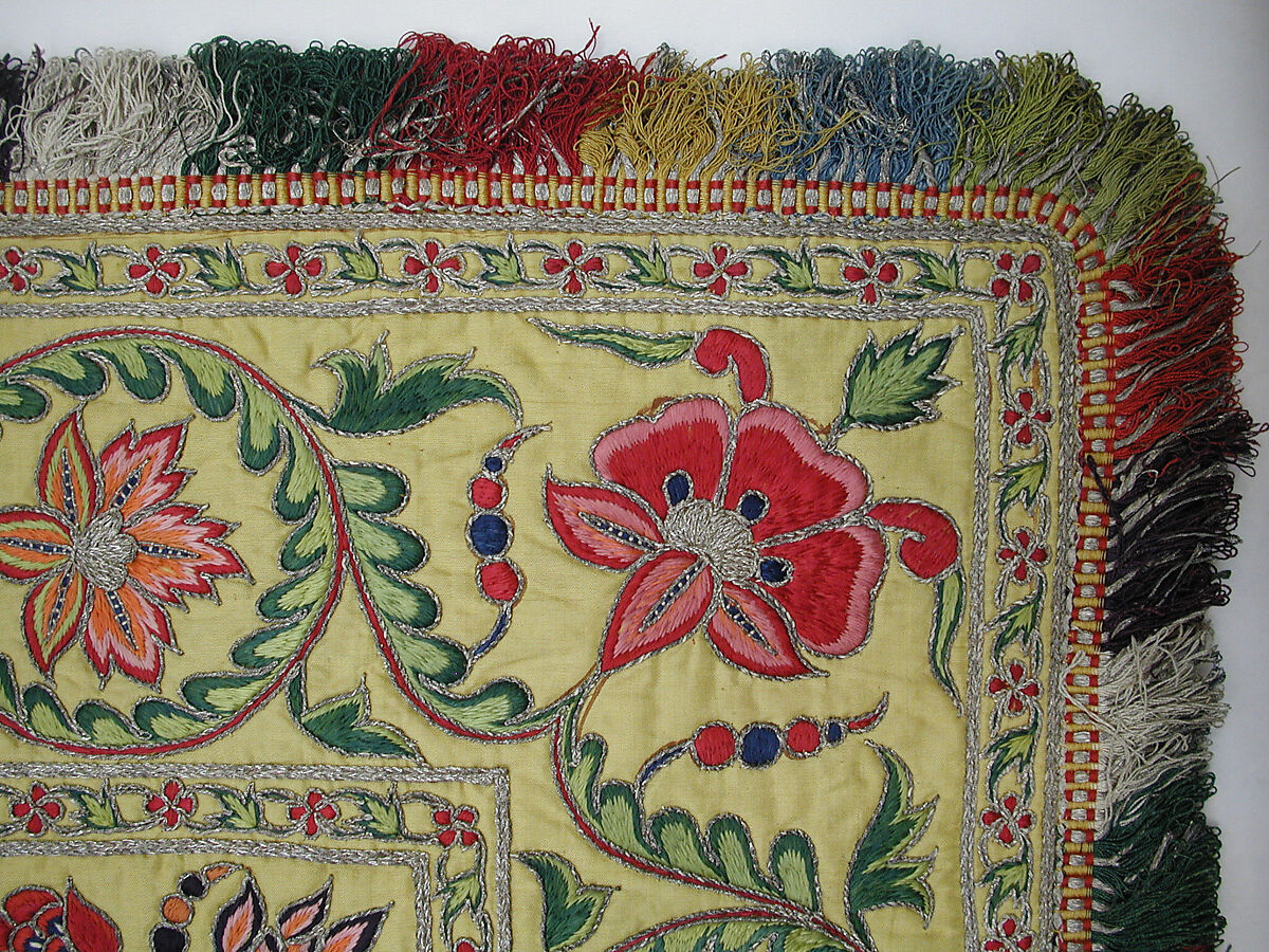 Hanging, Silk; plain-weave, embroidered