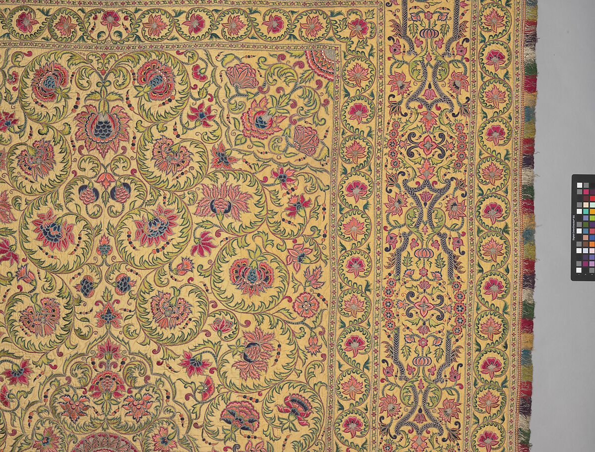 Hanging, Silk; plain-weave, embroidered