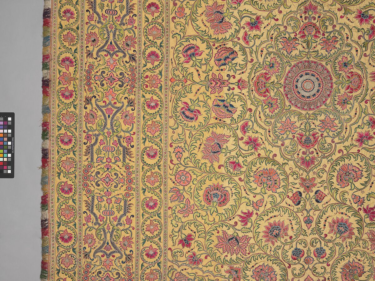 Hanging, Silk; plain-weave, embroidered