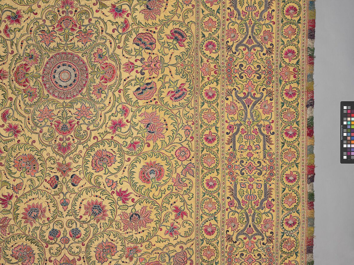 Hanging, Silk; plain-weave, embroidered