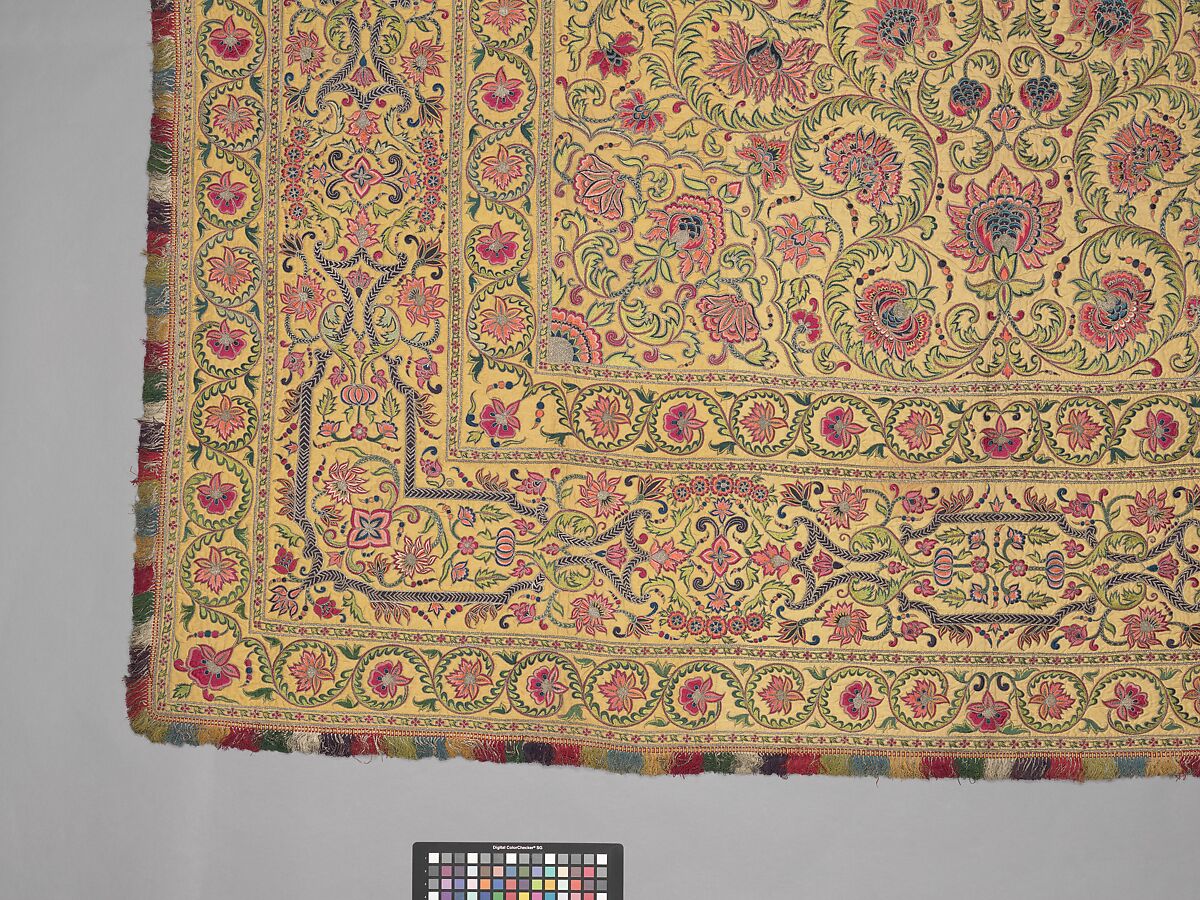 Hanging, Silk; plain-weave, embroidered