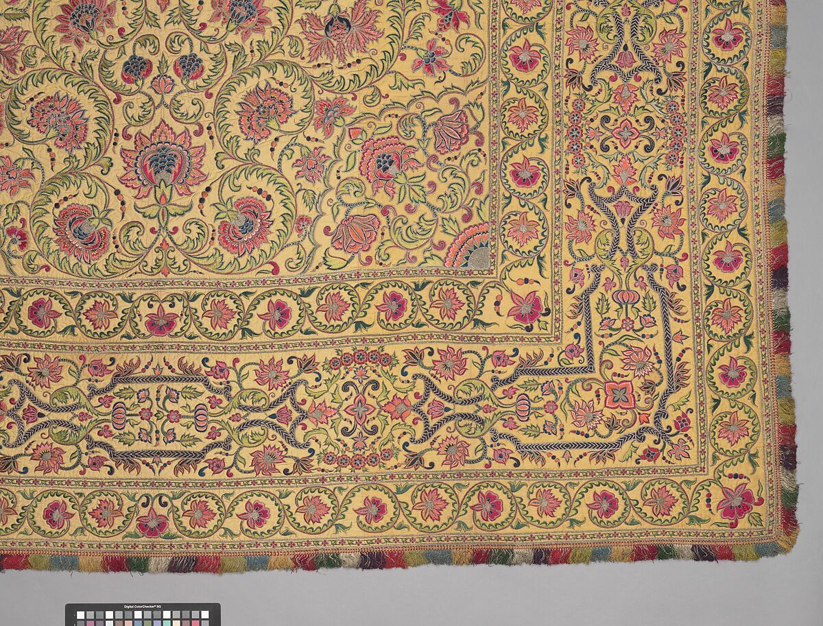 Hanging, Silk; plain-weave, embroidered