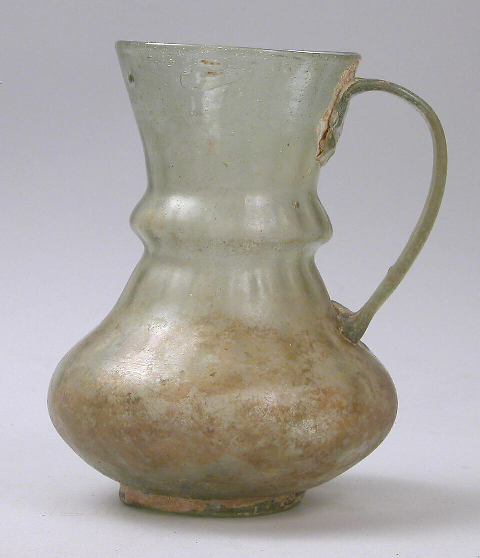 Ewer, Glass; mold blown and applied, tooled 