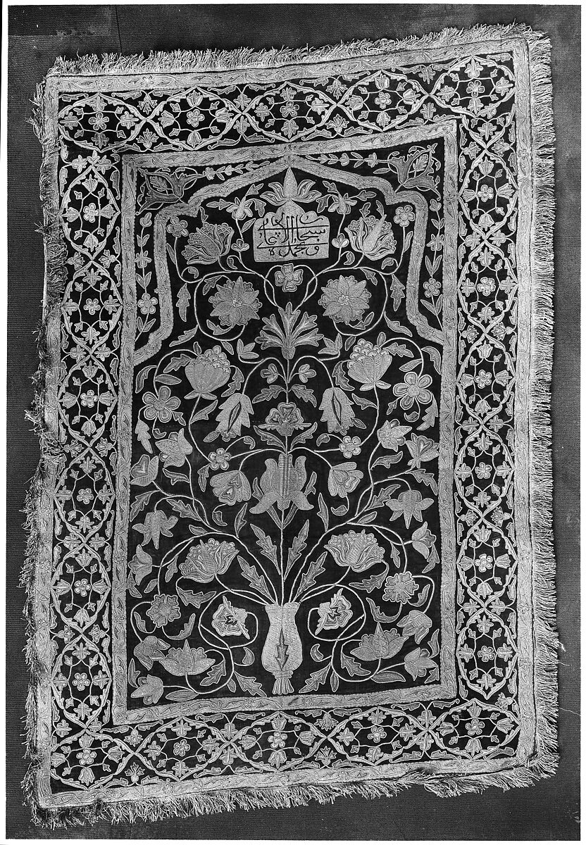 Hanging, Velvet, silk, metal wrapped thread; embroidered