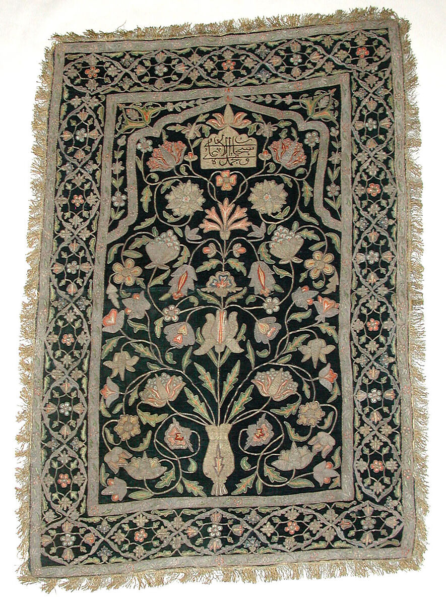 Hanging, Velvet, silk, metal wrapped thread; embroidered 