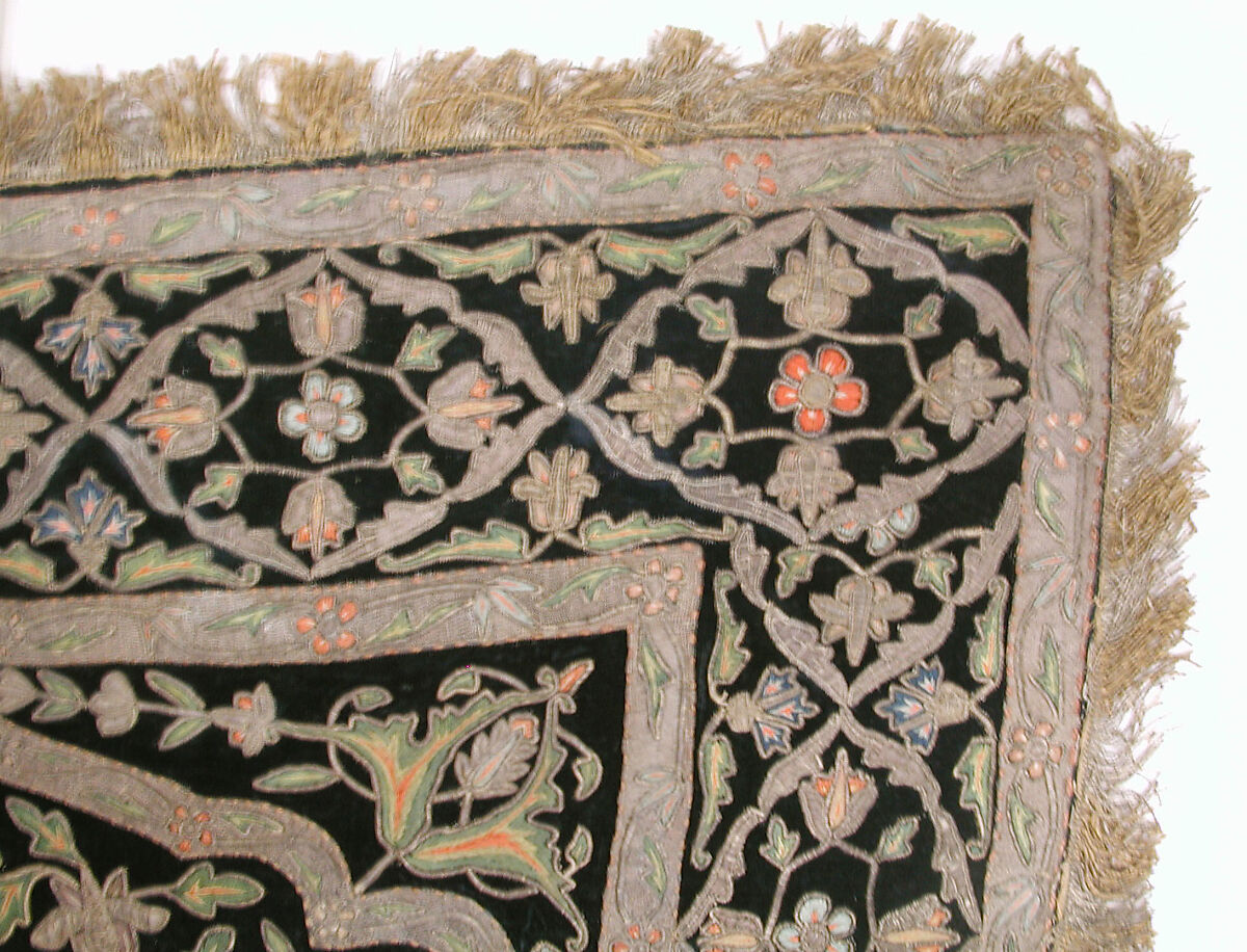 Hanging, Velvet, silk, metal wrapped thread; embroidered