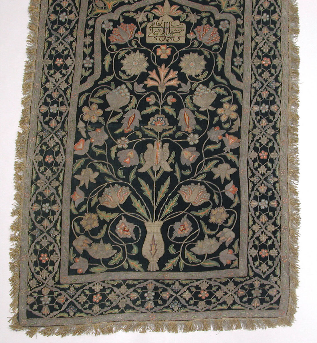 Hanging, Velvet, silk, metal wrapped thread; embroidered