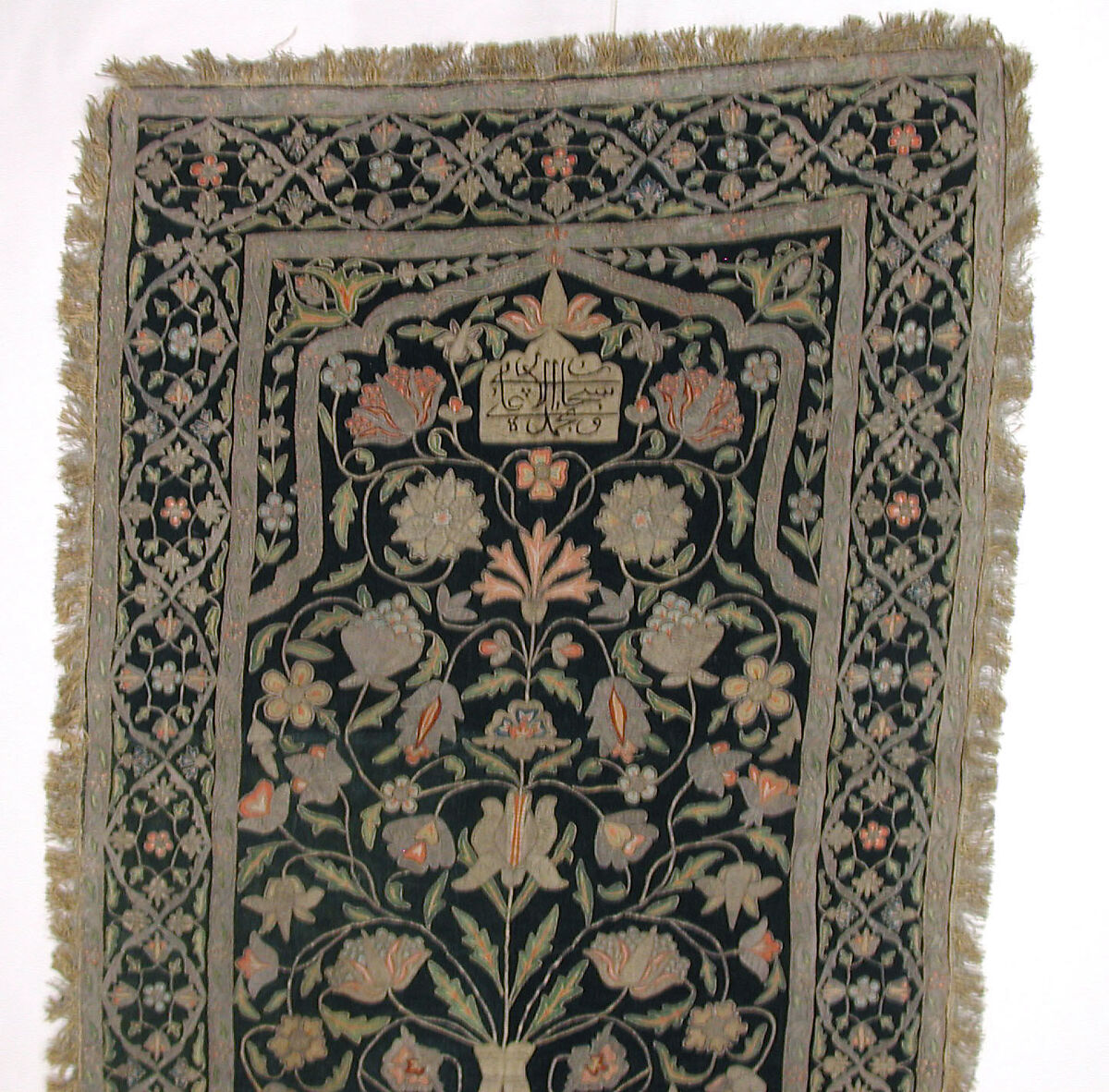 Hanging, Velvet, silk, metal wrapped thread; embroidered