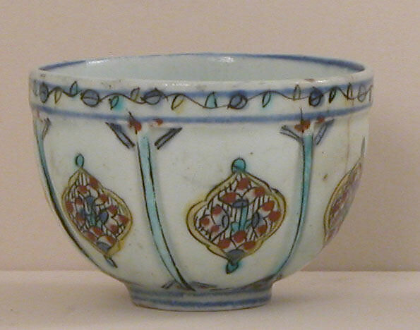 Cup and Saucer, Stonepaste; polychrome painted under transparent glaze