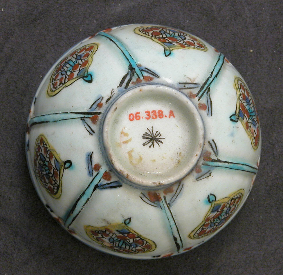 Cup and Saucer, Stonepaste; polychrome painted under transparent glaze