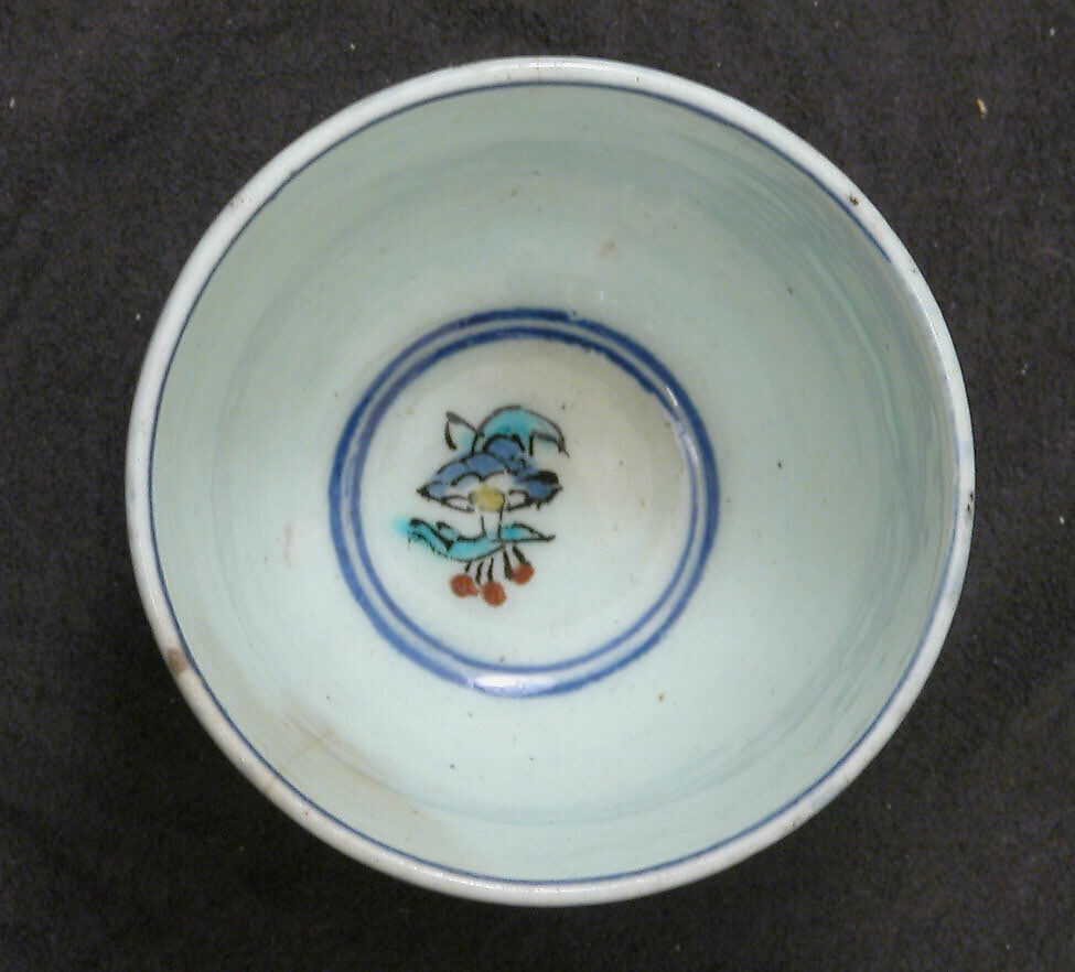 Cup and Saucer, Stonepaste; polychrome painted under transparent glaze