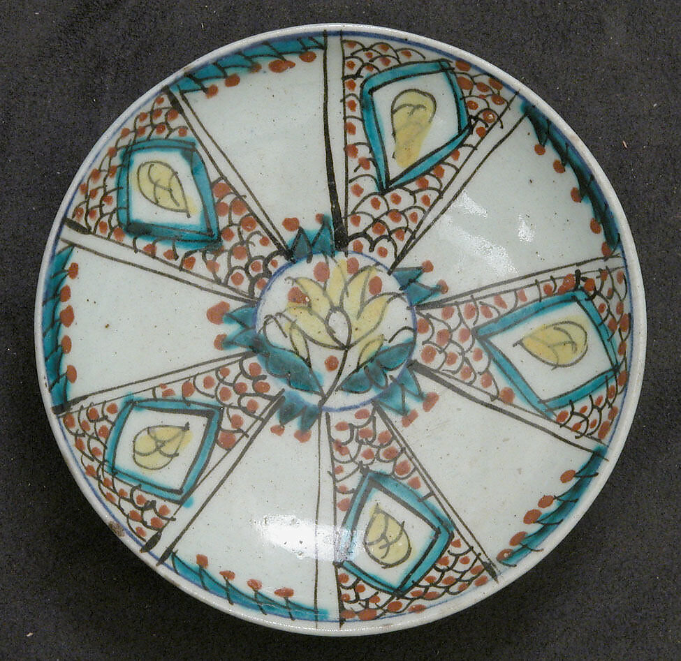 Cup and Saucer, Stonepaste; polychrome painted under transparent glaze