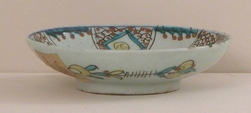 Cup and Saucer, Stonepaste; polychrome painted under transparent glaze