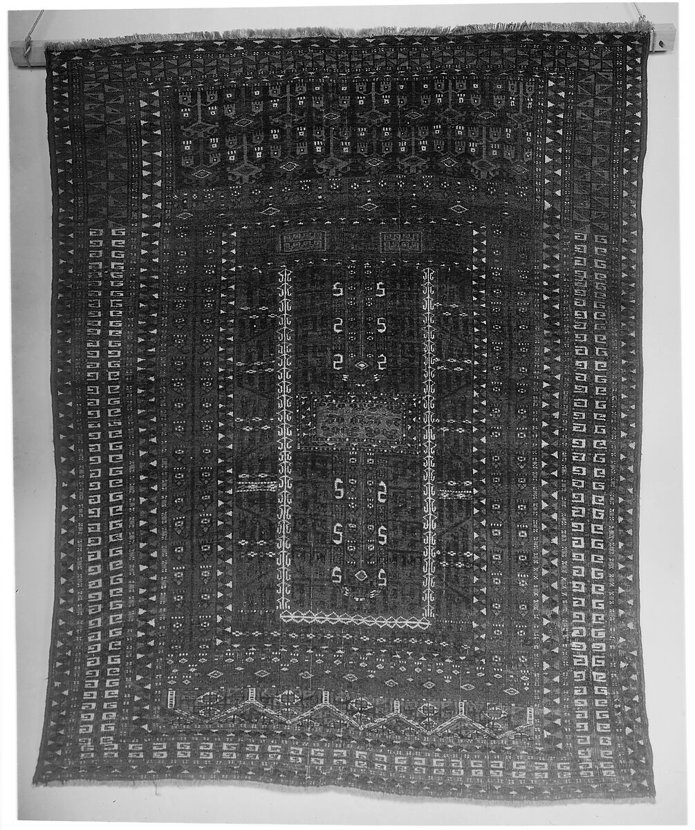 Tent Door Hanging, Wool (warp, weft and pile), cotton (pile); symmetrically knotted pile