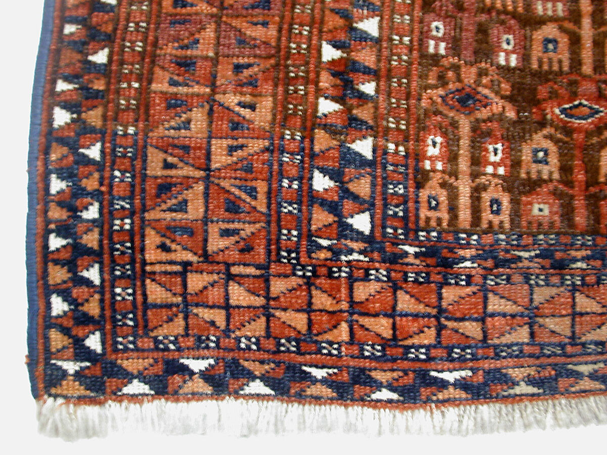 Tent Door Hanging, Wool (warp, weft and pile), cotton (pile); symmetrically knotted pile