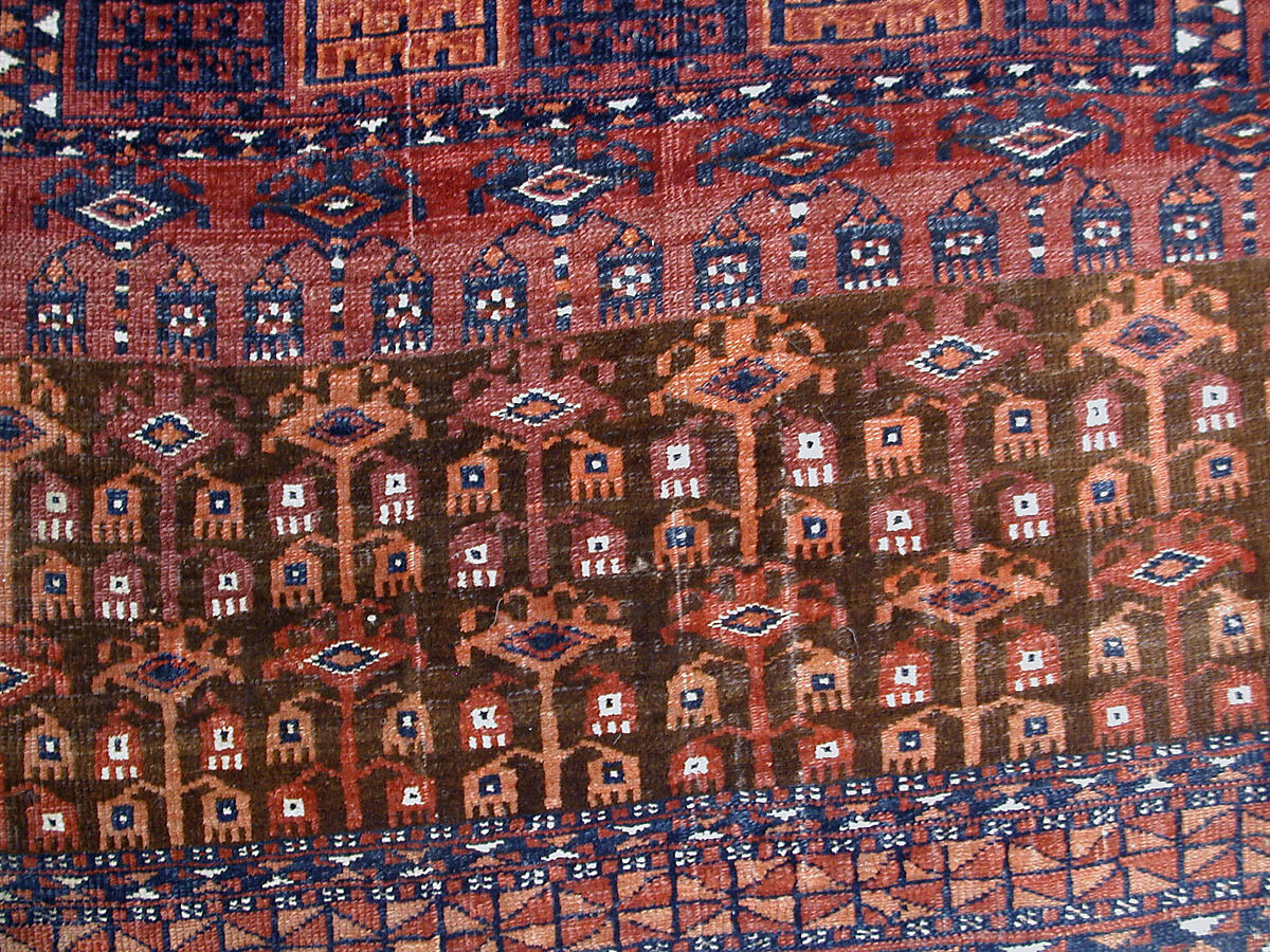 Tent Door Hanging, Wool (warp, weft and pile), cotton (pile); symmetrically knotted pile