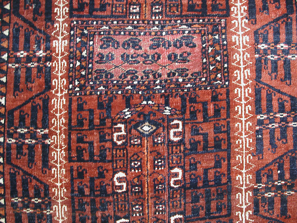 Tent Door Hanging, Wool (warp, weft and pile), cotton (pile); symmetrically knotted pile