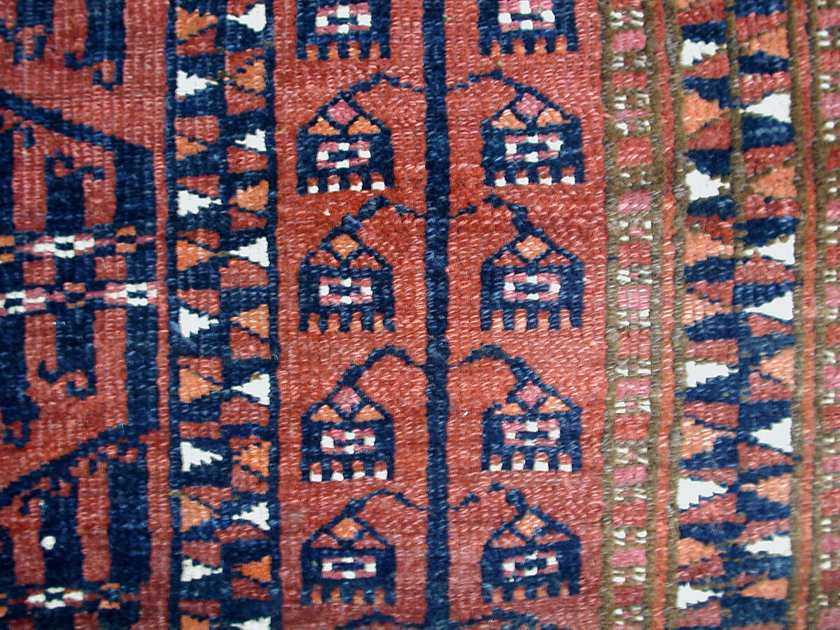 Tent Door Hanging, Wool (warp, weft and pile), cotton (pile); symmetrically knotted pile