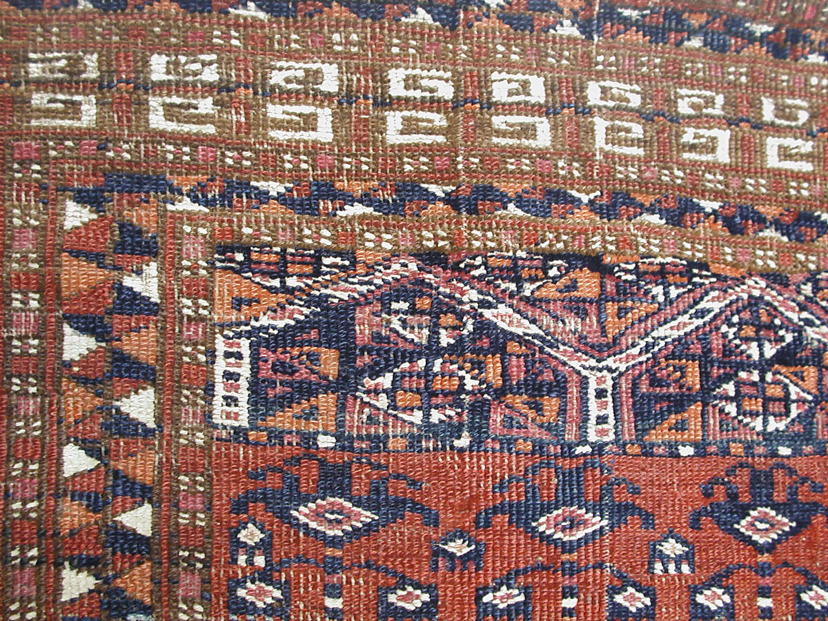 Tent Door Hanging, Wool (warp, weft and pile), cotton (pile); symmetrically knotted pile