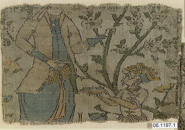 Textile Fragment Depicting Figures in a Landscape
