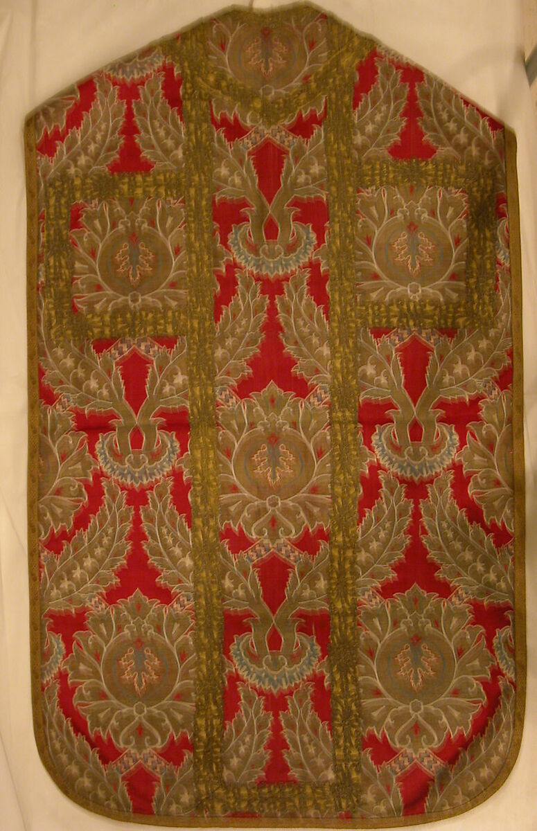 Chasuble, Silk, metal wrapped thread; lampas (kemha)