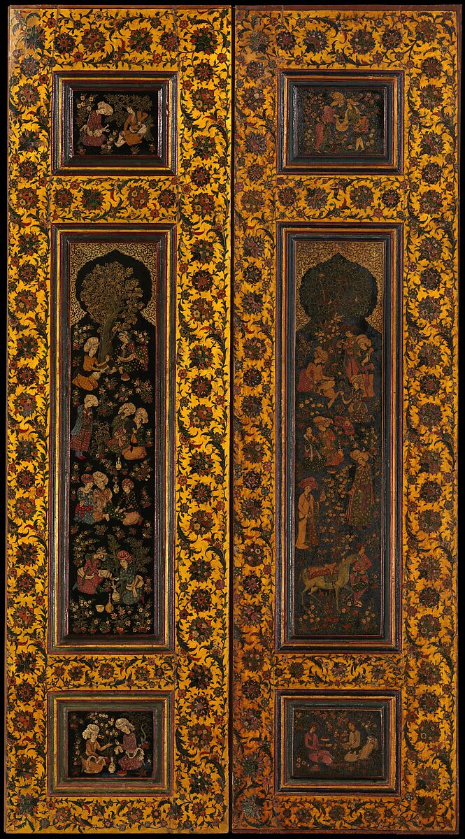 Door Panel; One of a Pair, Wood; painted, gilded, and lacquered 
