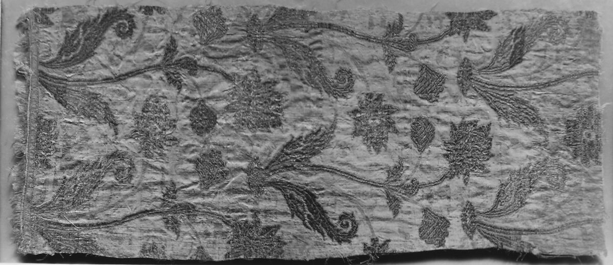 Textile Fragment, Silk, metal wrapped thread
