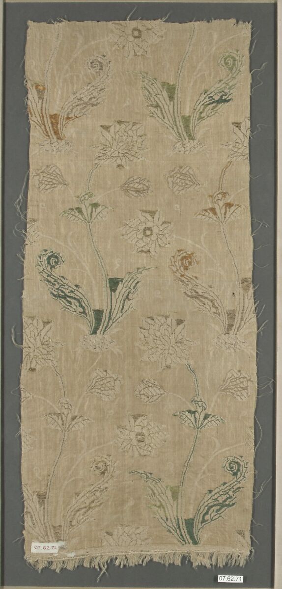 Textile Fragment, Silk, metal wrapped thread