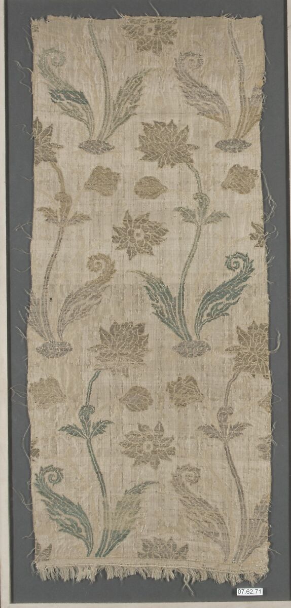 Textile Fragment, Silk, metal wrapped thread 